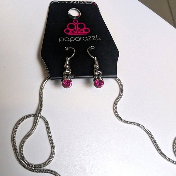 Paparazzi Jewelry Fuchsia Pink Earrings, Necklace, Bracelet Matching Bundle - Picture 2 of 4